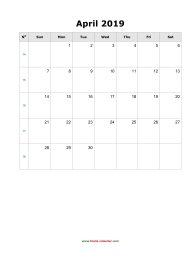 april 2019 blank calendar calendar blank portrait