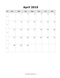 blank april calendar 2019 portrait