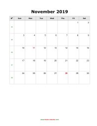 blank november calendar 2019 portrait