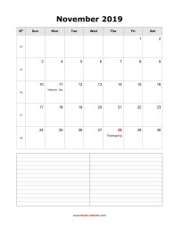 november 2019 blank calendar calendar notes blank portrait