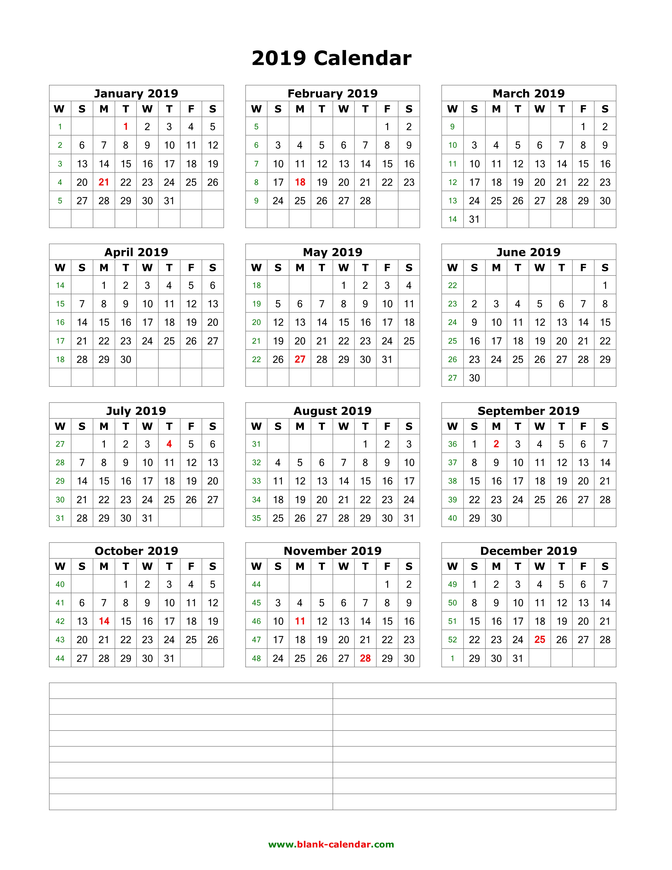 download-blank-calendar-2019-with-space-for-notes-12-months-on-one