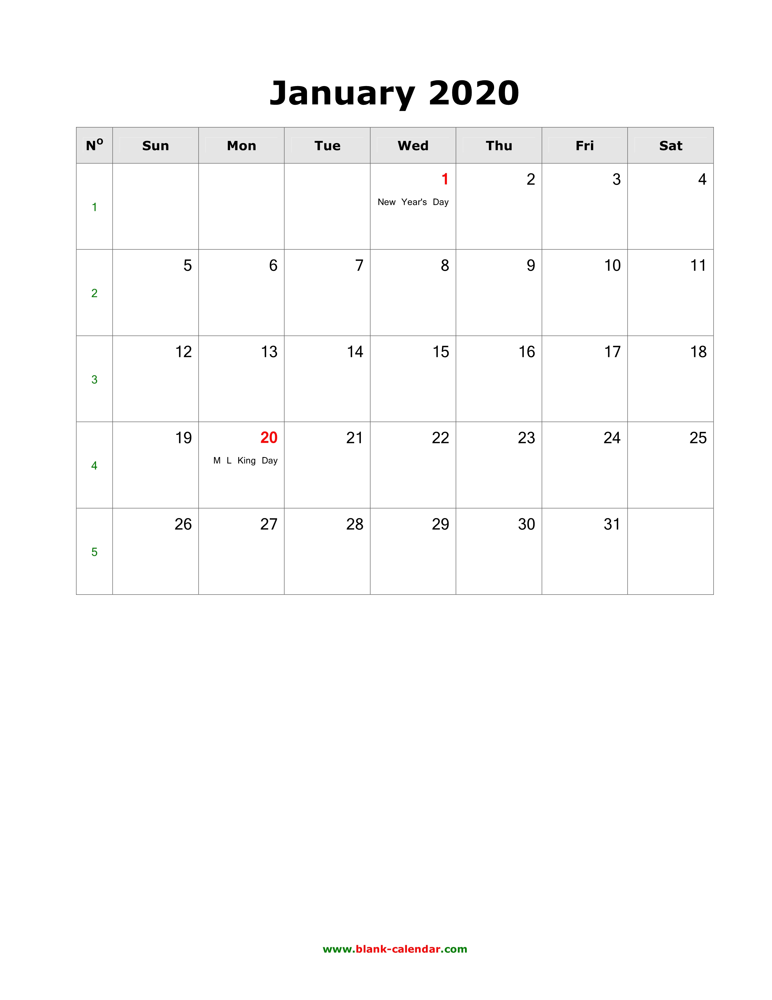 download january 2020 blank calendar with us holidays vertical january 2020 calendar us holidays