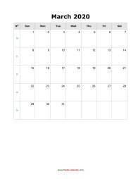 blank march calendar 2020 portrait