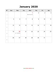 blank calendar 2020 monthly calendar holidays blank portrait