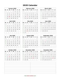 blank calendar 2020 yearly calendar notes blank portrait