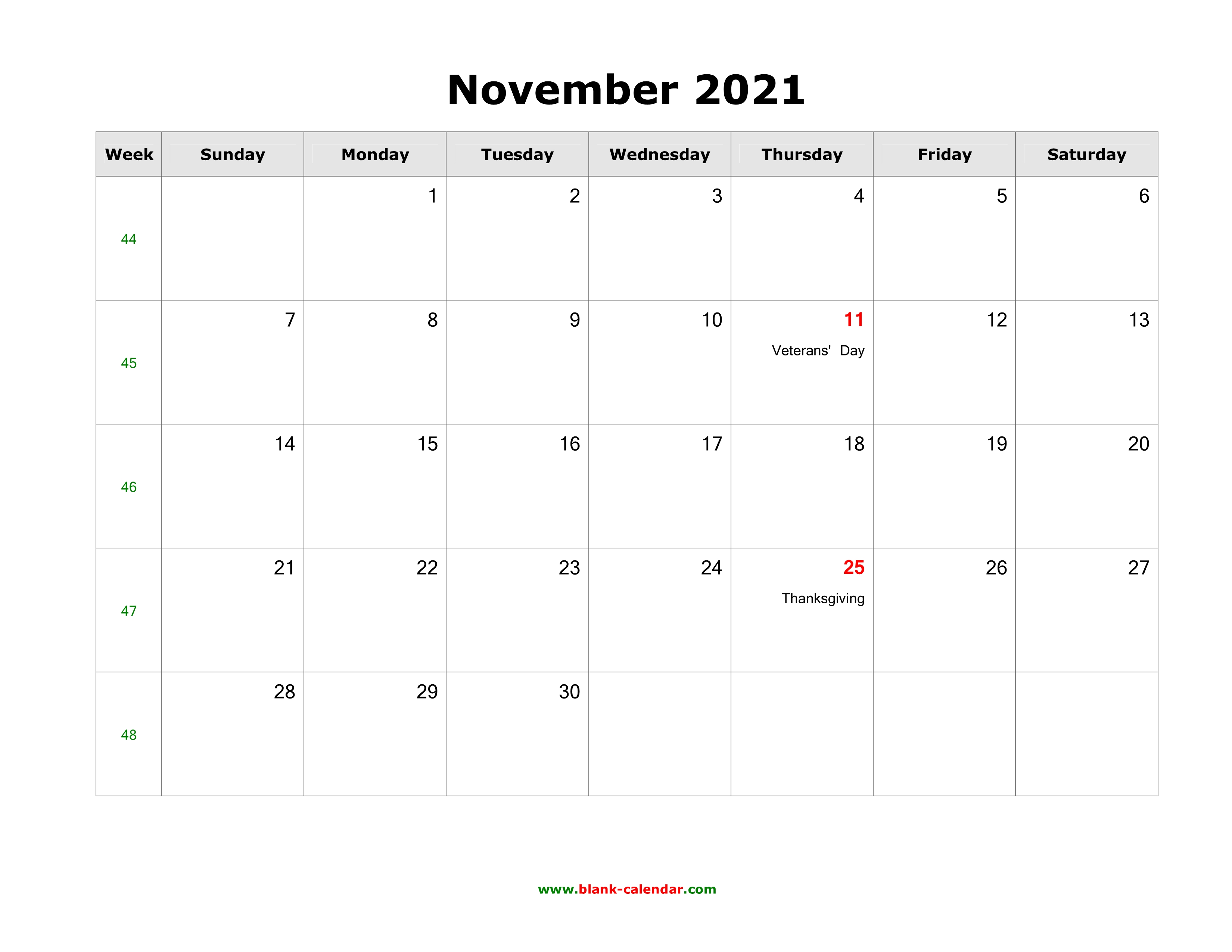 us calendar 2021 holidays november