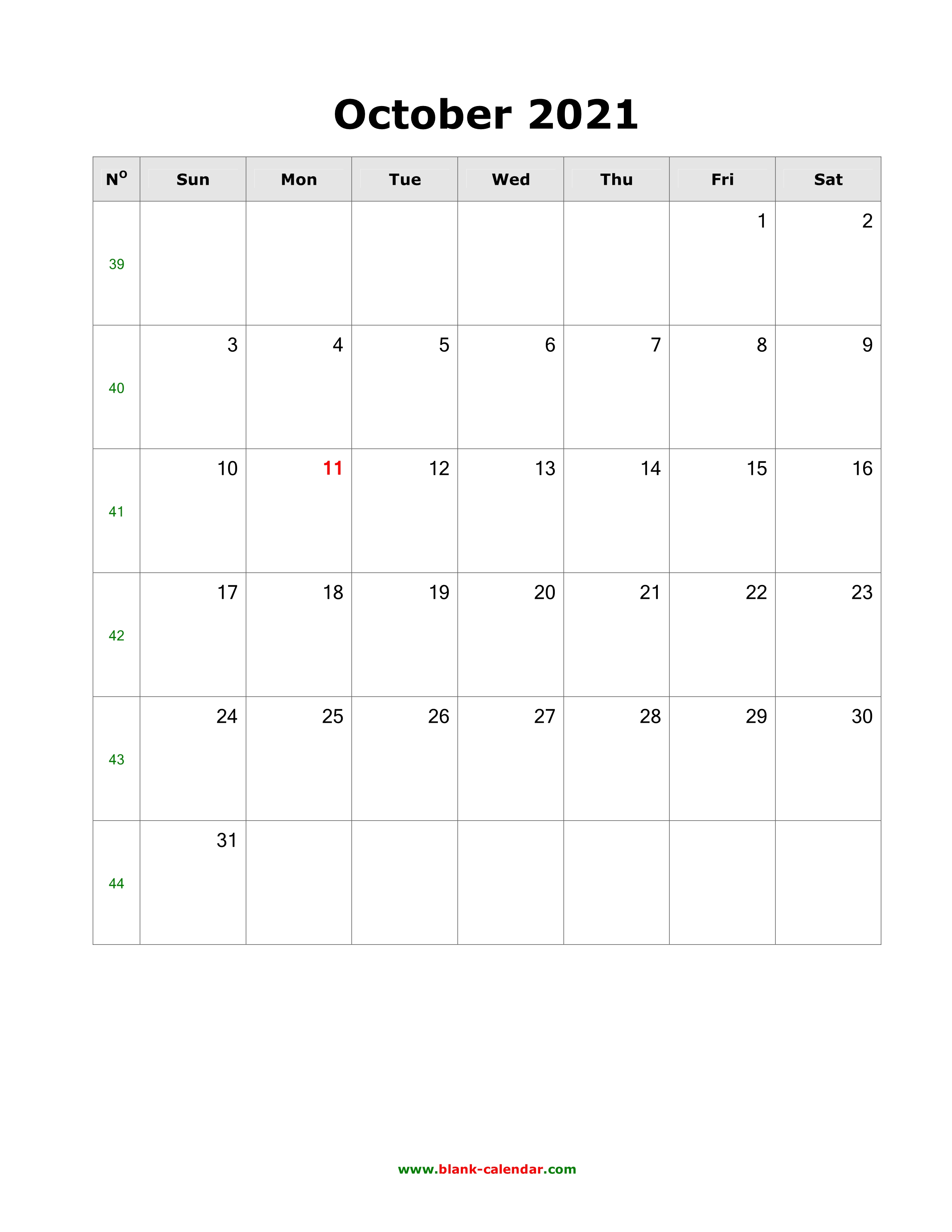October 2021 Calendar Portrait 2022 Calendar