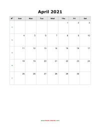 blank april calendar 2021 portrait