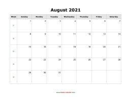 blank august calendar 2021 landscape