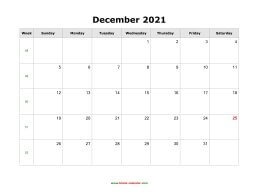 blank december calendar 2021 landscape