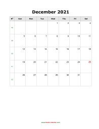 December 2021 Blank Calendar (vertical)