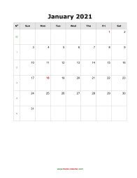 January 2021 Blank Calendar (vertical)