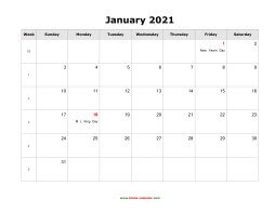 Download January 2021 Blank Calendar (horizontal)