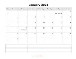 download january 2021 blank calendar with space for notes horizontal blank calendar with notes