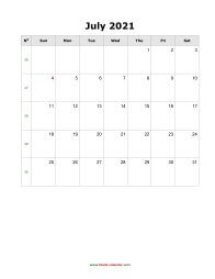 July 2021 Blank Calendar (vertical)