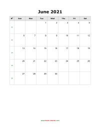 blank june calendar 2021 portrait