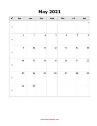 May 2021 Blank Calendar (vertical)