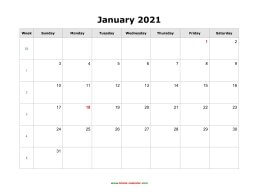 Blank Calendar 2021 (12 pages, horizontal)