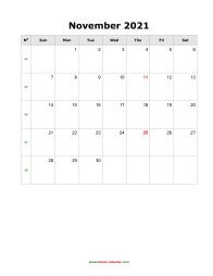 blank november calendar 2021 portrait