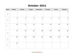 Download Blank Calendar October 2021 Printable Pics
