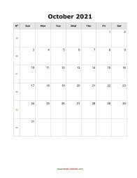 October 2021 Blank Calendar (vertical)