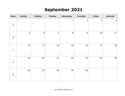 blank september calendar 2021 landscape