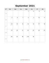 September 2021 Blank Calendar (vertical)