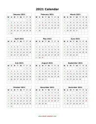 2021 calendar one page vertical Download Blank Calendar 2021 12 Months On One Page Horizontal 2021 calendar one page vertical