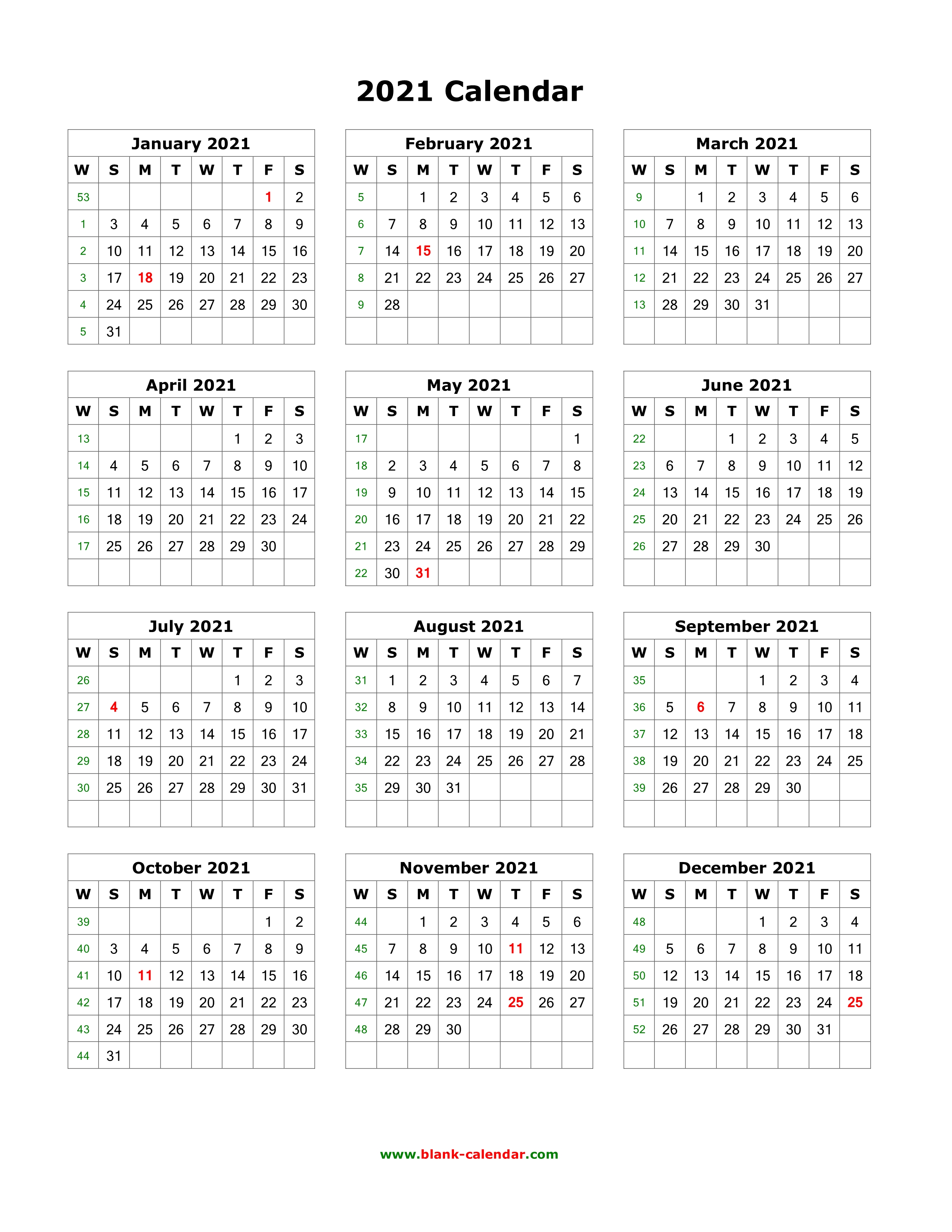 2021 printable calendar vertical Download Blank Calendar 2021 12 Months On One Page Vertical 2021 printable calendar vertical