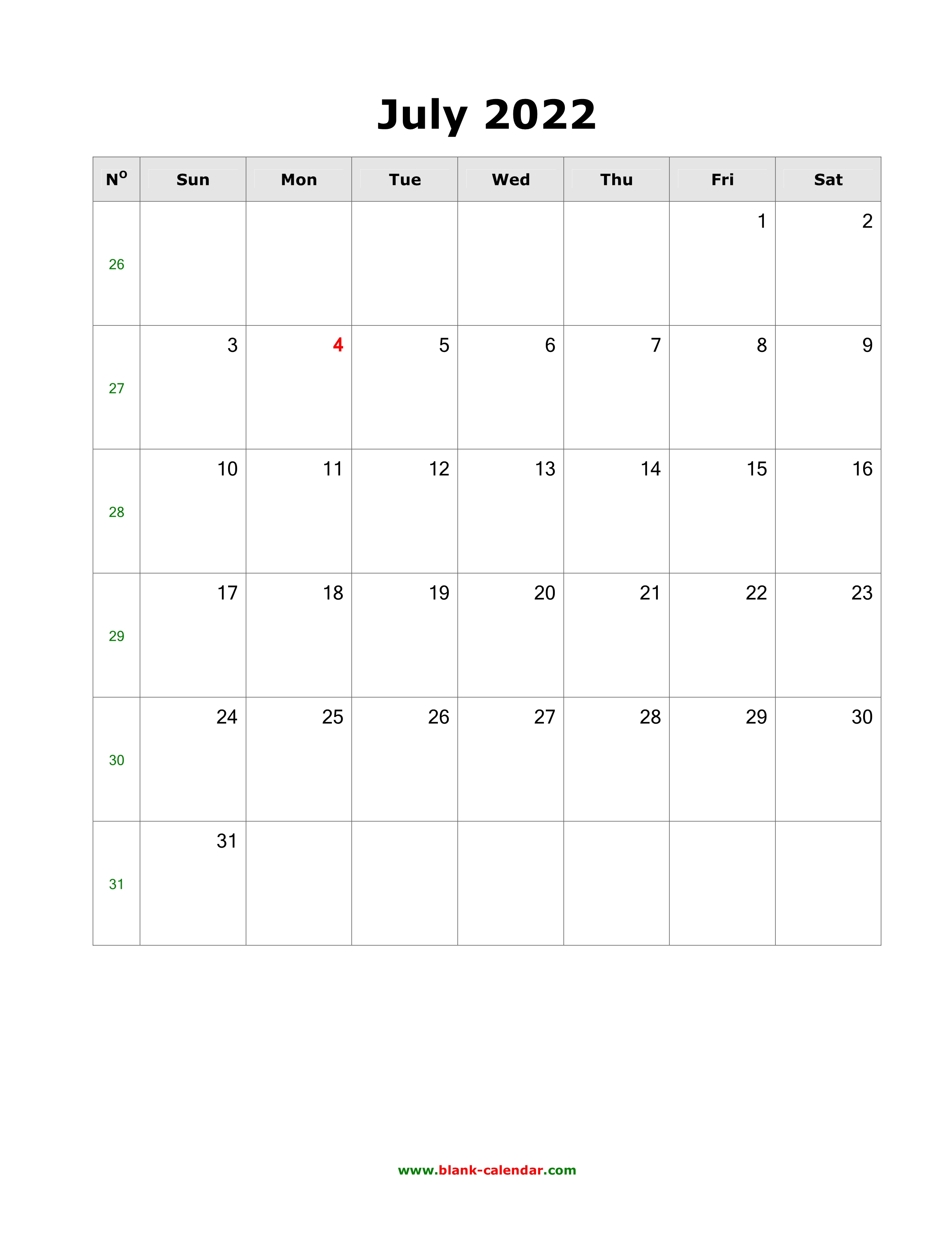 June And July 2022 Calendar