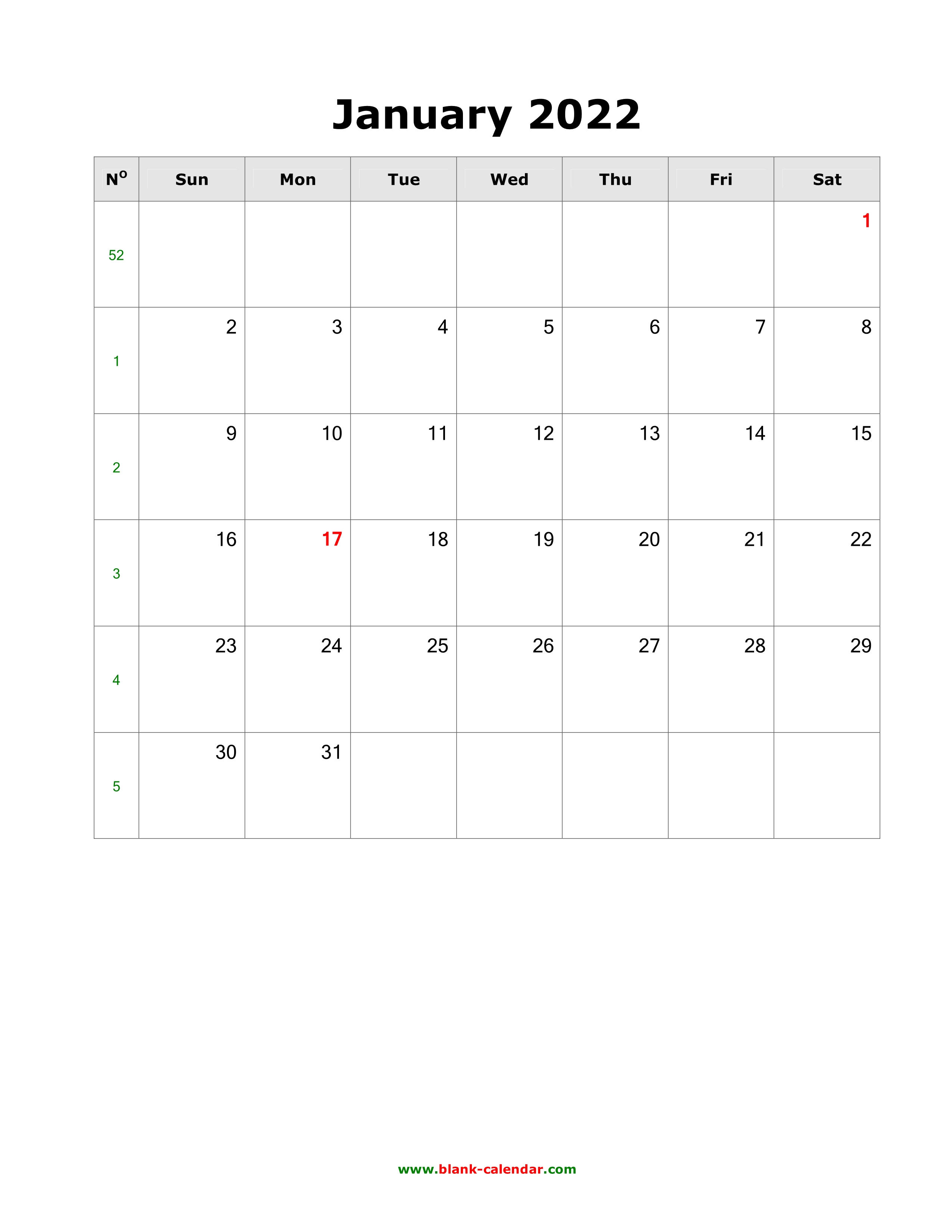 Empty Calendar 2022 Download Blank Calendar 2022 (12 Pages, One Month Per Page, Vertical)