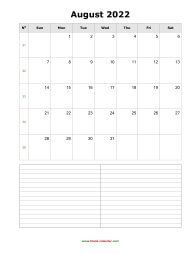 august 2022 blank calendar calendar notes blank portrait