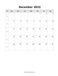 blank december calendar 2022 portrait