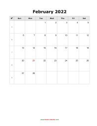 february 2022 blank calendar calendar blank portrait