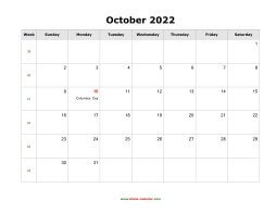 october 2022 blank calendar calendar holidays blank landscape
