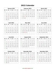 blank calendar 2022 portrait