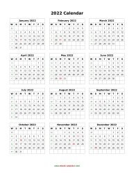 Blank Calendar 2022 | Free Download Calendar Templates