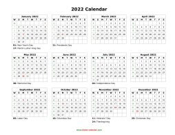 Blank Calendar 2022 | Free Download Calendar Templates