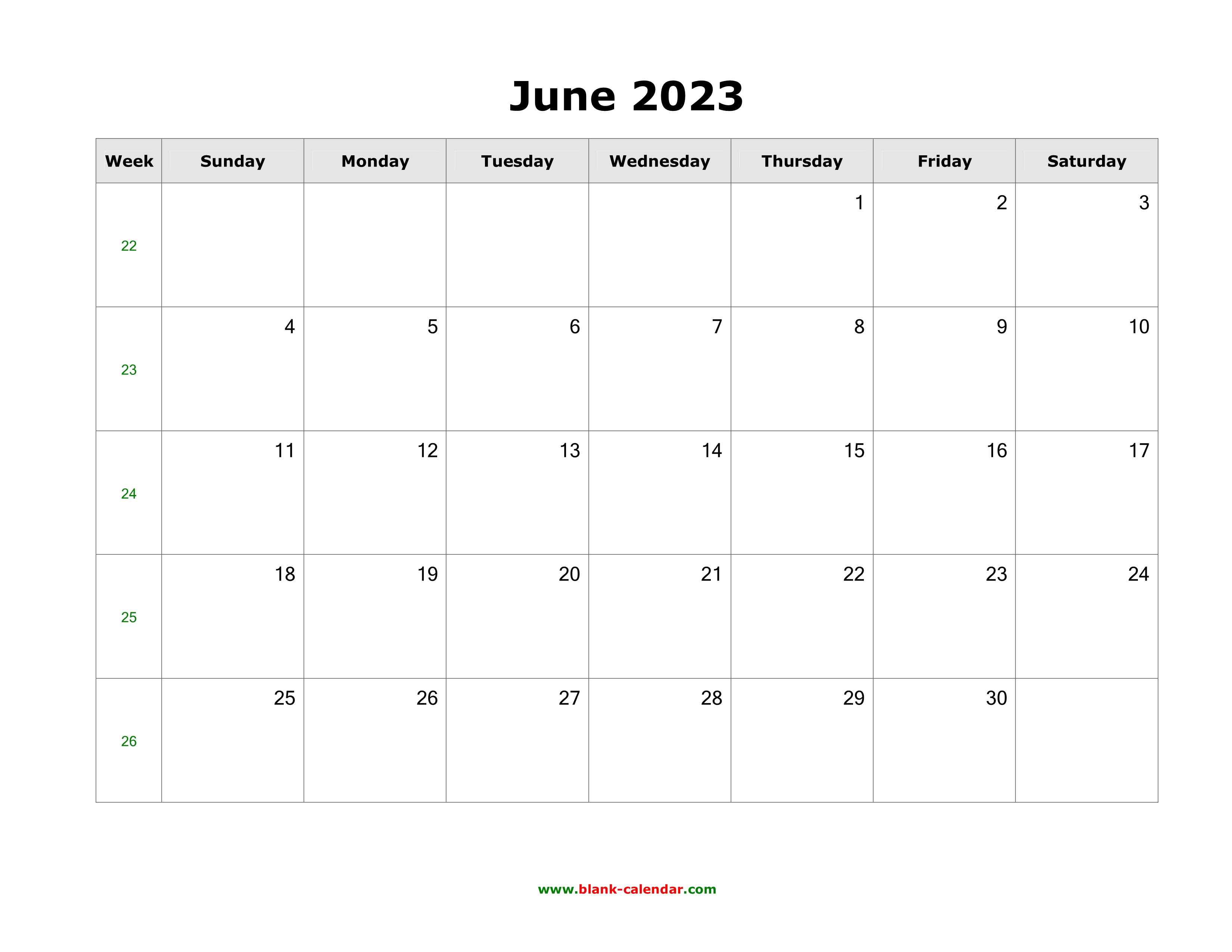 Download june 2023 blank calendar horizontal 