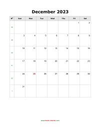 blank december calendar 2023 portrait