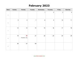 february 2023 blank calendar calendar holidays blank landscape