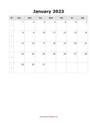 blank january calendar 2023 portrait