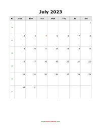 blank july calendar 2023 portrait