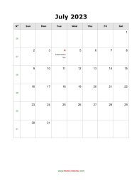 july 2023 blank calendar calendar holidays blank portrait