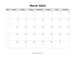 march 2023 blank calendar calendar blank landscape