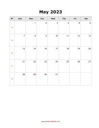 blank may calendar 2023 portrait