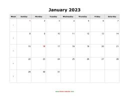 blank monthly calendar 2023 landscape