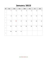 blank monthly calendar 2023 portrait