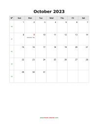october 2023 blank calendar calendar holidays blank portrait