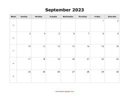 september 2023 blank calendar calendar blank landscape